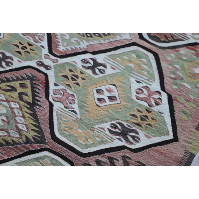 Brown 1960s Southwestern Style Handmade Oushak Area Kilim Rug For Sale - Image 8 of 12