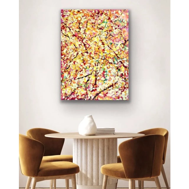 Textile Large Abstract Painting "Golden Embers in the Sky" Signed Arlene Carr For Sale - Image 7 of 7