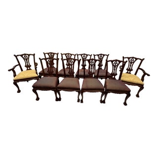 Mid 20th Century Set of 10 Chippendale Style Dining Chairs For Sale