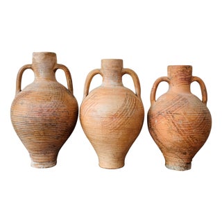 19th Century Set of Three Picher "Cantaro" from Calanda, Spain, Terracotta Vase For Sale
