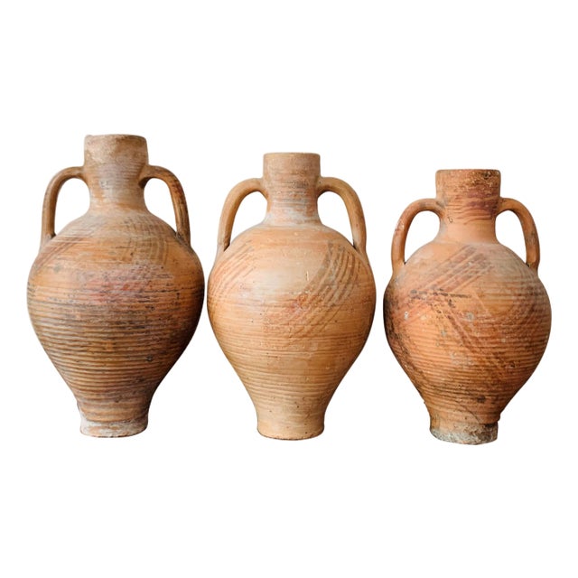 19th Century Set of Three Picher "Cantaro" from Calanda, Spain, Terracotta Vase For Sale