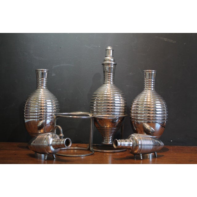 Italian Art Deco Silver-Plated Decanters from Calegaro, 1920s, Set of 5 For Sale - Image 15 of 15