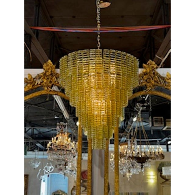 Olive Green Murano Glass Waterfall Chandelier For Sale In Dallas - Image 6 of 6