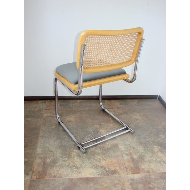 Vintage Bauhaus Chair in Chrome, Raffia and Fabric, 1980s, in Very Good conditions. Designed 1980 to 1989