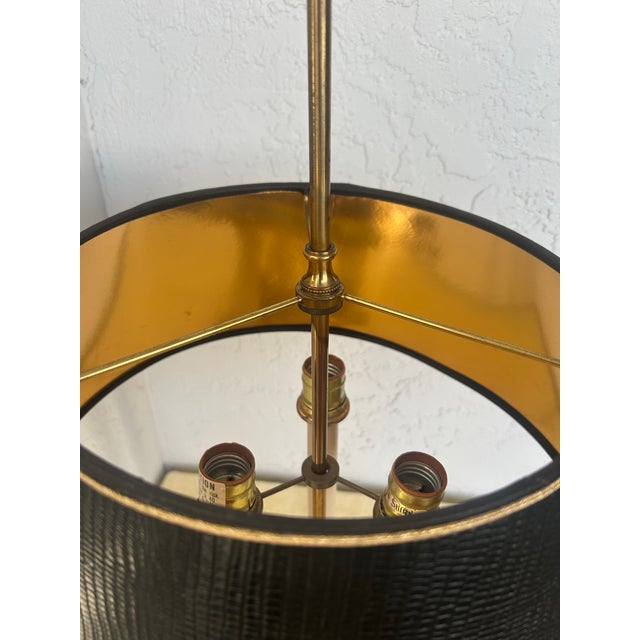 Hollywood Regency Vintage Stiffel 3-Candle Brass Bouillote Lamp For Sale - Image 3 of 5
