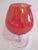 Red Glass Cocktail Bowl. Vibrant midcentury red glass cocktail bowl with clear glass base.