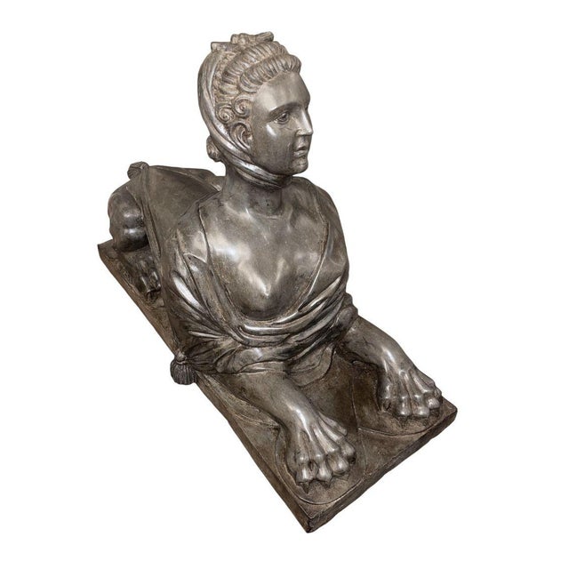 French Late 19th Century Pair French Stone Sphinx Figures of Madame De Pompadour For Sale - Image 3 of 14