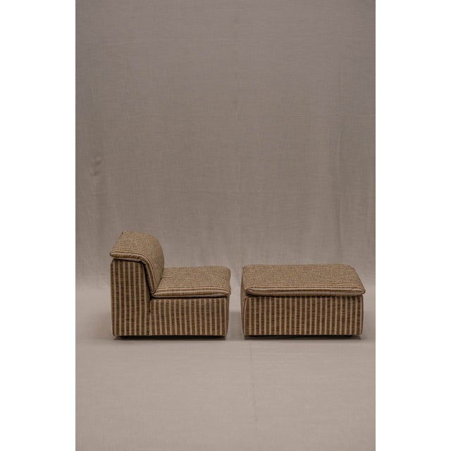 Set of Striped Easy Chair and Ottoman, 1970s For Sale - Image 18 of 18