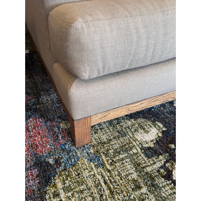 SVN Interiors Bespoke Tailored Taupe With Oak Wood Sofa For Sale - Image 9 of 12