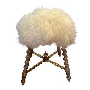Late 20th Century Stool Upholstered With Mohair