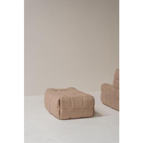 Textile Set of Kashima Lounge Chair and Ottoman by Michel Ducaroy for Ligne Roset, France, 1970s, Set of 2 For Sale - Image 7 of 16