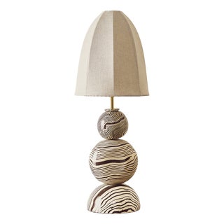 Edison Brown & White Marble Table Lamp by Henry Holland Studio For Sale