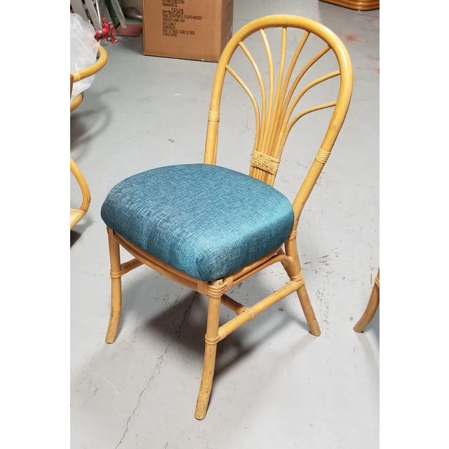 Wood 1980s Restored Rattan Fan Back Dining Chairs, Pair For Sale - Image 7 of 9