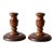 Vintage Wooden Candle Holders Pair For Sale