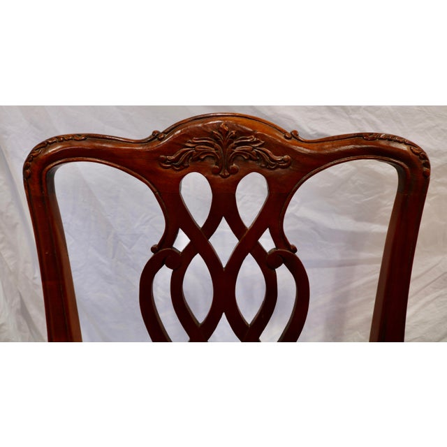 Vintage Chippendale Mahogany Carved Dining Chairs - Set of 6 For Sale In Charlotte - Image 6 of 7
