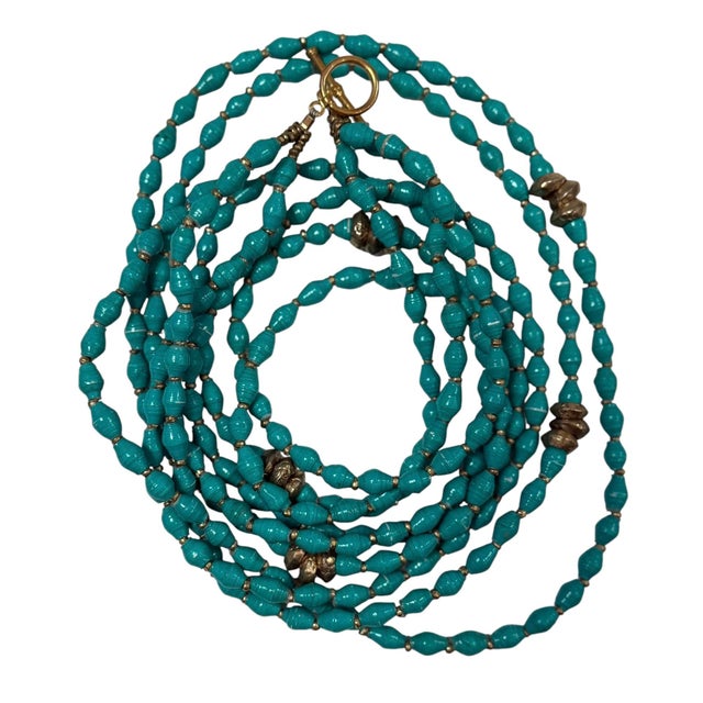 Handmade Three Strand Tiered Beaded Necklace For Sale In Los Angeles - Image 6 of 6