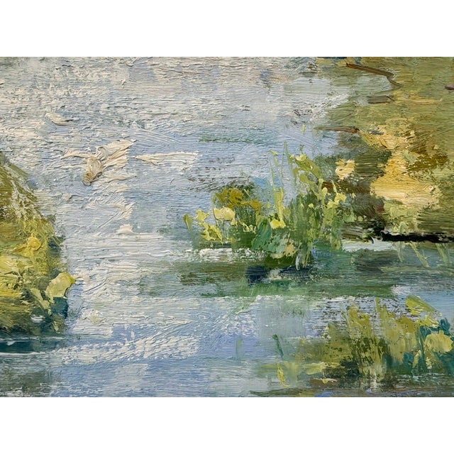 Paint Impressionist Countryside Meadow & Sky Scene - Large Square Canvas For Sale - Image 7 of 11