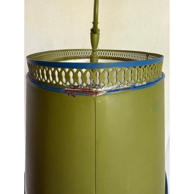 French Chartreuse Green and Blue Tole Bouillette Table Lamp For Sale - Image 11 of 12