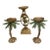 Late 20th Century Tropical Palm Tree Pillar Candle Holders - Set of 3 - Cast Metal - Gold & Verdigris - Coastal Maximalist For Sale