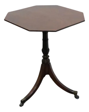 Vintage Antique Solid Mahogany English Traditional Style 22" Tilt Top Accent End Table