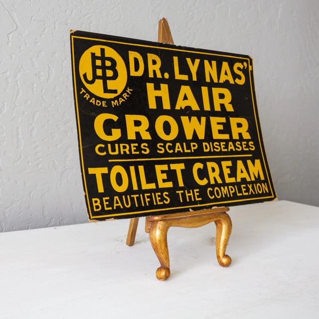 Paper Dr. Lynas Hair Grower Toilet Cream | Antique Quack Medicine Sign For Sale - Image 7 of 11