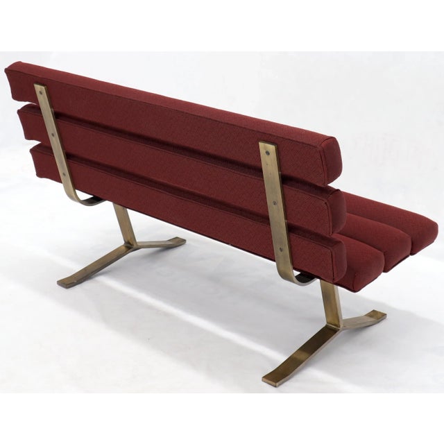 Metal Red Upholstery Bronze Base Bench Settee by Gerald McCabe For Sale - Image 7 of 13