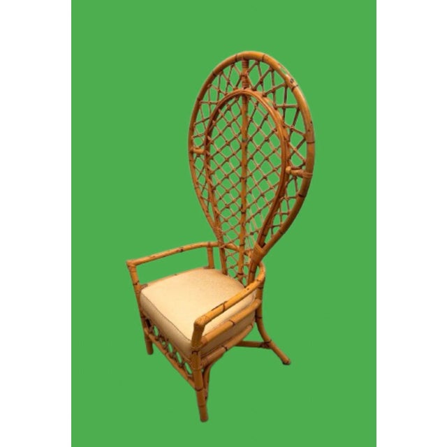 1970s Monumental Pair of Balloon Back Bamboo & Rattan Lounge Chairs For Sale In Miami - Image 6 of 12