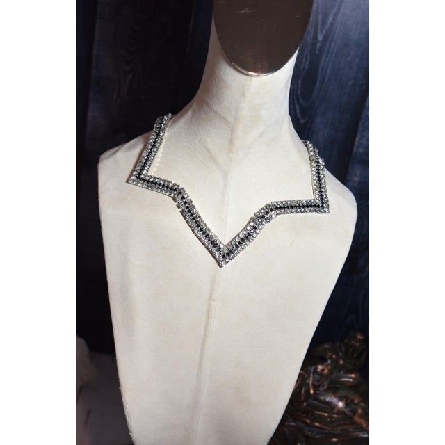 Vintage American Designer Alexis Kirk Clear and Black Rhinestone Star Necklace Choker For Sale - Image 14 of 17