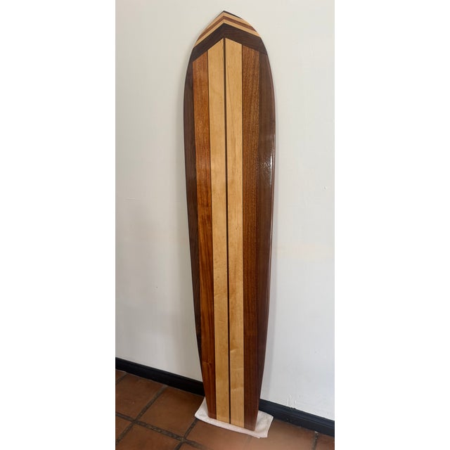 Sculptural Wooden Surfboard – Handcrafted Walnut, Maple & Mahogany, California For Sale - Image 4 of 6
