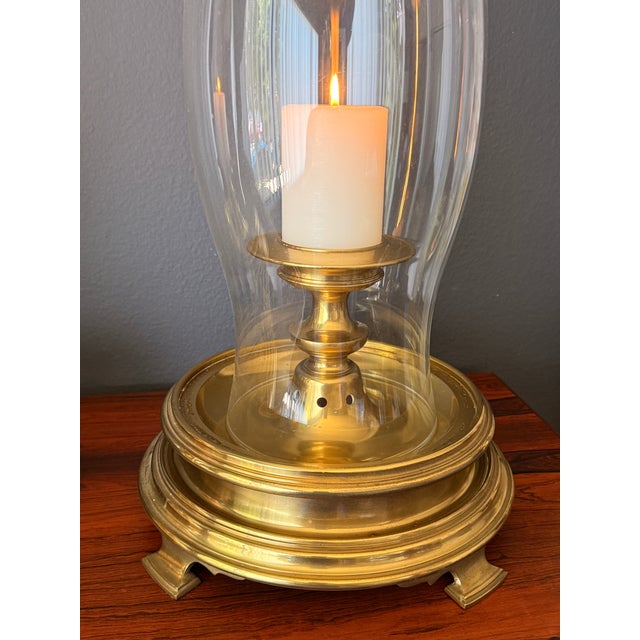 Brass 1970s Pair of Brass and Glass Chapman Hurricanes For Sale - Image 8 of 11