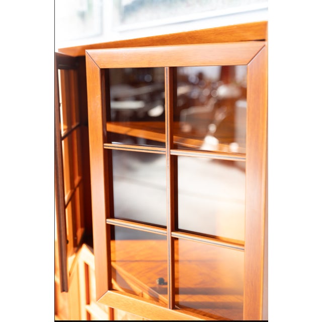 Brown Modular Corner Cabinet in Cherrywood with Glass and Carved Doors with Fox Hunt Design, 1970s, Set of 4 For Sale - Image 8 of 12