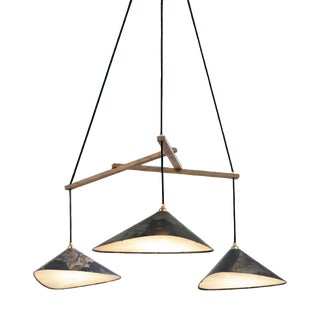 Emily Group of Three with Oxidized Shades Hanging Lamp from Moss Objects For Sale