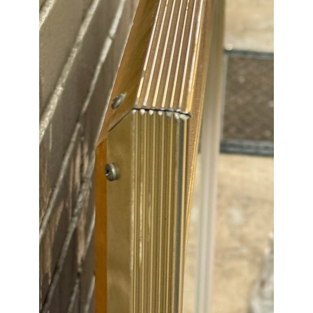 Vintage LaBarge Italian Brass and Suede Wall Mirror For Sale - Image 9 of 12