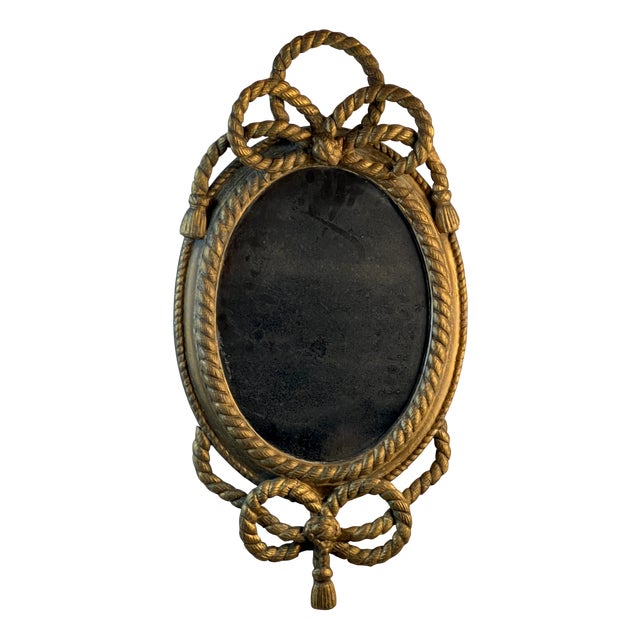 19th Century Giltwood Rope-Twist Oval Mirror For Sale