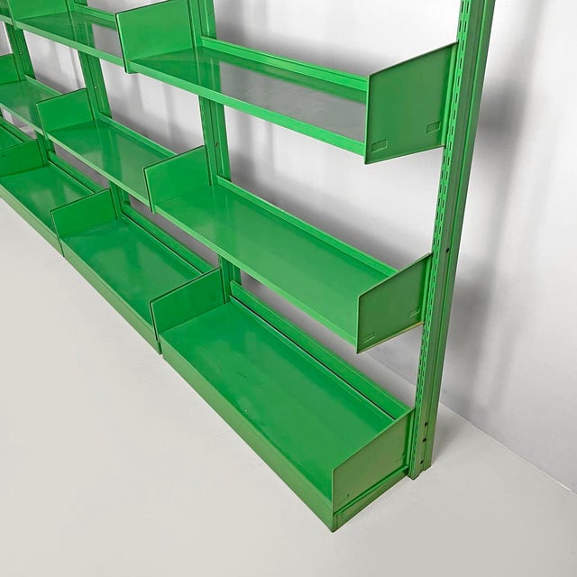 Italian Modern Green Metal Bookcase, 1970s, Set of 4 For Sale - Image 10 of 18