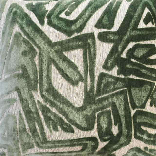 Contemporary Matthew Izzo Home X Side Polished Nickel and Sea Glass Fabric Stool For Sale - Image 3 of 4