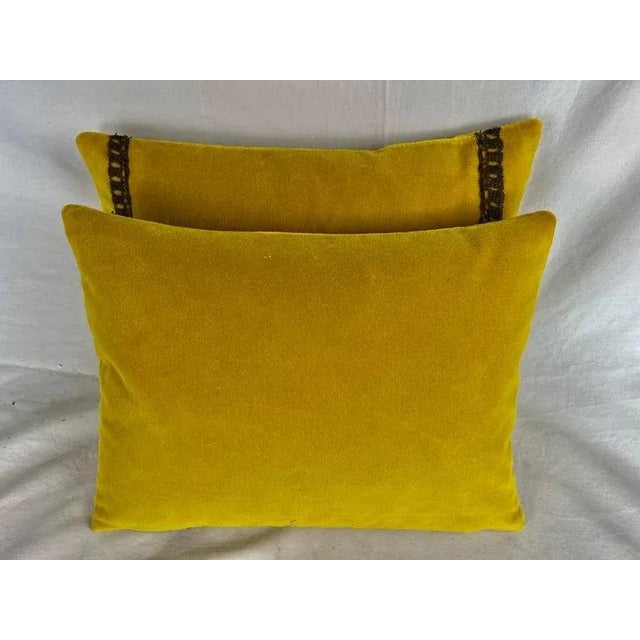 Canary Yellow Pair of Custom Appliqué Pillows by Mla For Sale - Image 8 of 9