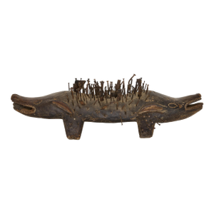 Bakongo Nkisi Kozo Nail-Studded Janus Dog Power Figure, Congo