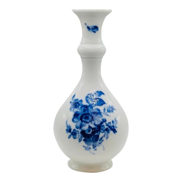 Antique Meissen Porcelain Blue & White Floral Insect Vase Blue Crossed Sword For Sale