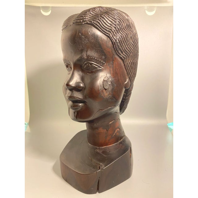 Wood Mid-Century Haitian Female Bust From Irwin and Lane For Sale - Image 7 of 8