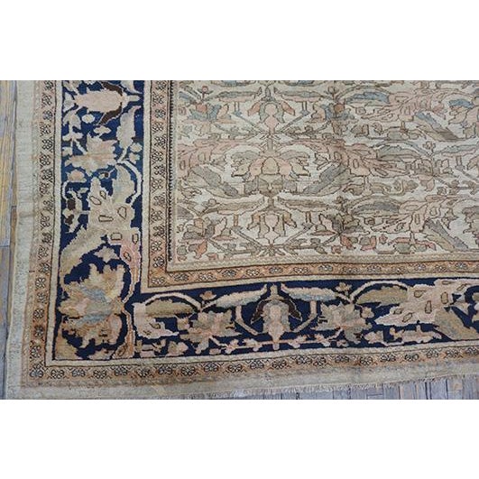Beige 1880s Beige Traditional Floral Antique Knotted Wool Persian Malayer Gallery Rug For Sale - Image 8 of 9