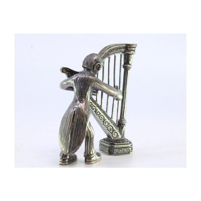 Silver Figure of Musician Playing the Harp For Sale - Image 4 of 7