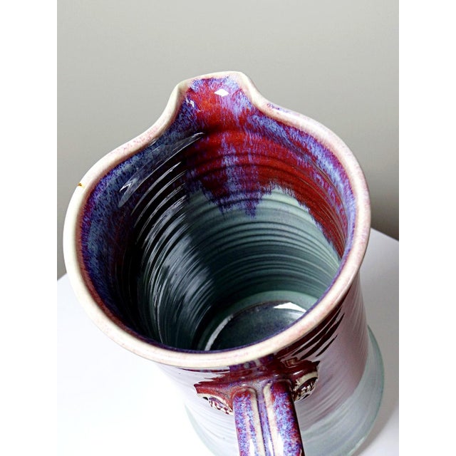 Large Flamed Oxblood Glazed Stoneware Art Jug by Michel Goldstyn for Lévéjac, 1990s For Sale - Image 12 of 15