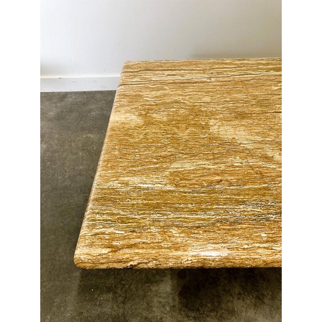 Vintage Square Caramel Travertine Coffee Table, 1980s For Sale - Image 13 of 14