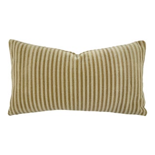 Manuel Canovas Vauville in Beige Lumbar Pillow Cover - Tan Two Tone Stripe Velvet For Sale