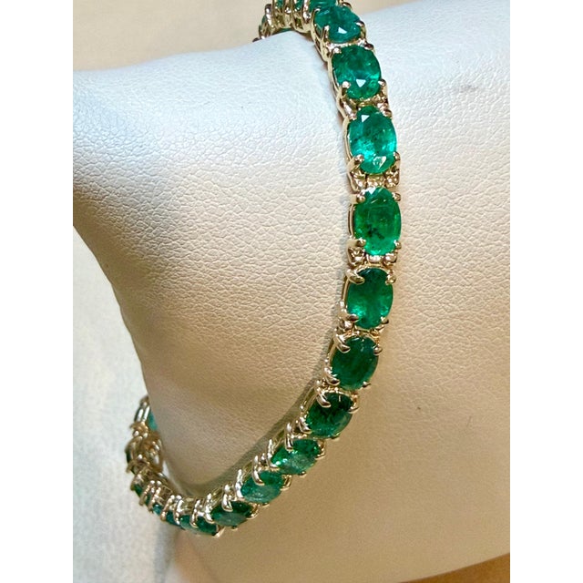 Metal 14 Carat Natural Oval Emerald Cut Cocktail Tennis Bracelet 14 Karat Yellow Gold For Sale - Image 7 of 8