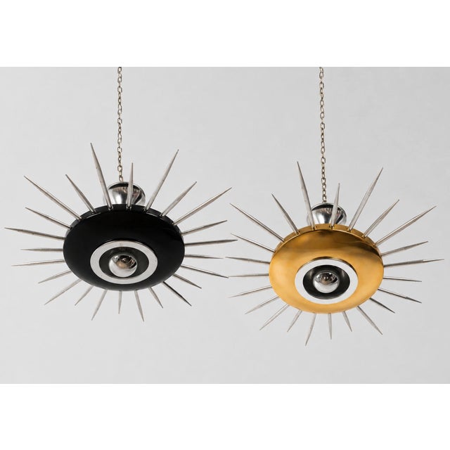 Italian Sunburst Pendant Lamps, 1950s, Set of 2 For Sale - Image 9 of 9