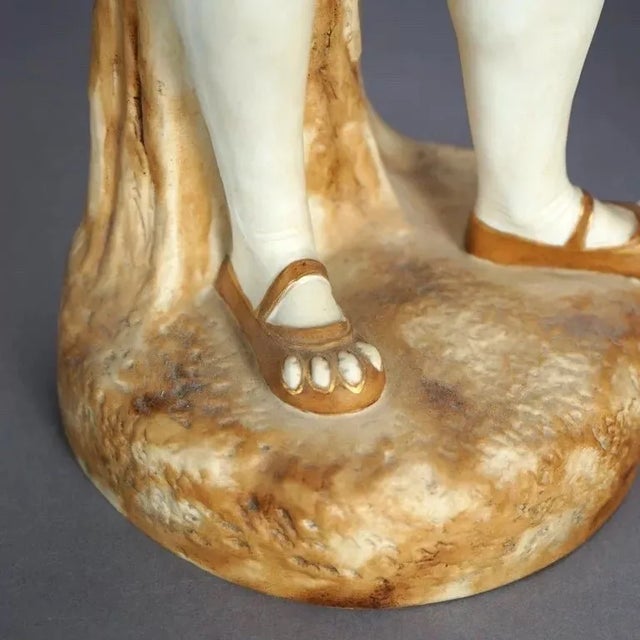 Pair of Antique Continental Porcelain Bisque Statues Courting Couple, Circa 1900 For Sale - Image 9 of 12