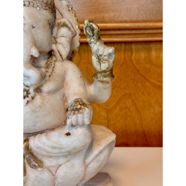 Indian Antique Carved Marble Ganesh Statue For Sale - Image 11 of 16