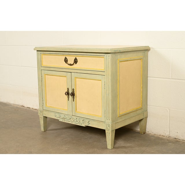 French Baker Furniture French Regency Louis XVI Cream Lacquered Nightstand, Circa 1960s For Sale - Image 3 of 14